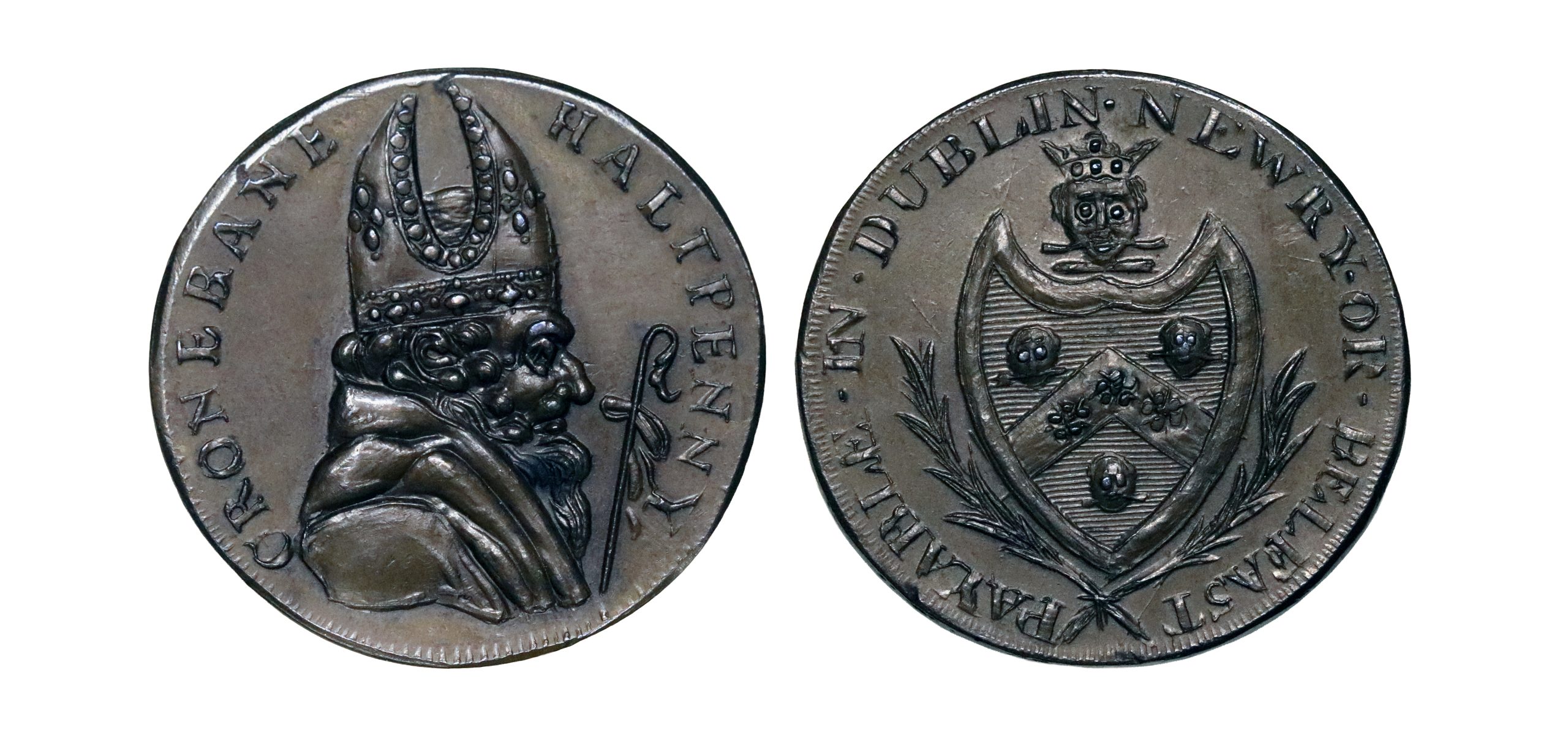 Lot 57 - Prattent's Wicklow Cronebane Halfpenny D&H 67, Scarce