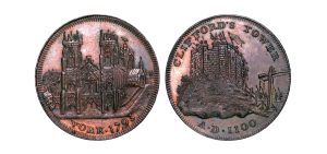 Lot 289 - Yorkshire York Clifford's Tower Halfpenny D&H 63d, Rare