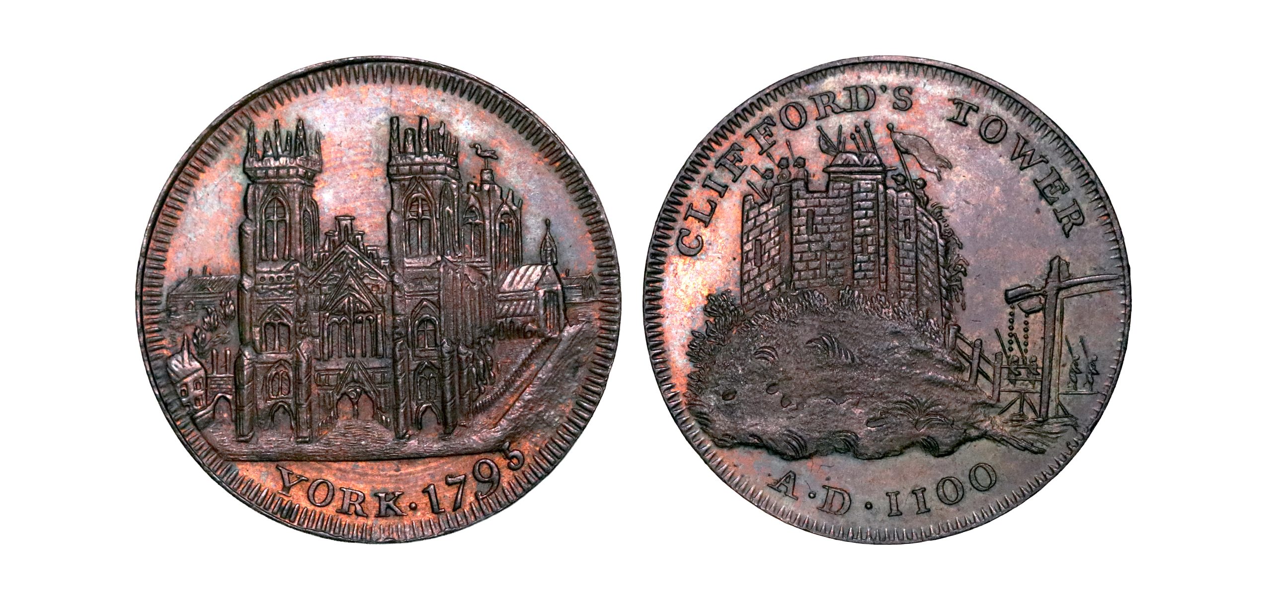 Lot 289 - Yorkshire York Clifford's Tower Halfpenny D&H 63d, Rare