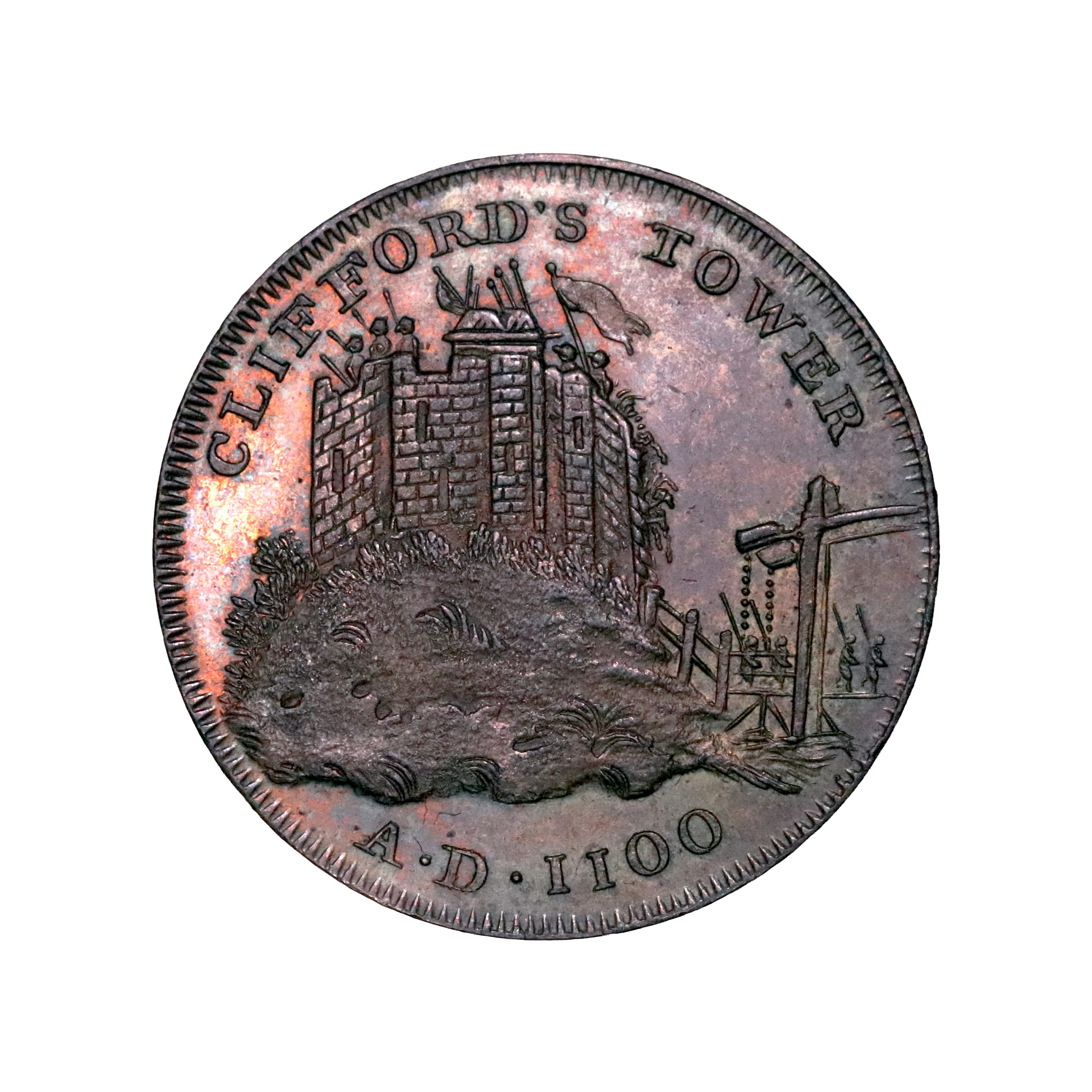 Lot 289 - Yorkshire York Clifford's Tower Halfpenny D&H 63d, Rare - Image 3