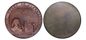 Lot 311 - CARMARTHENSHIRE MORGAN UNIFACE CONDER HALFPENNY D&H 3, RRR+