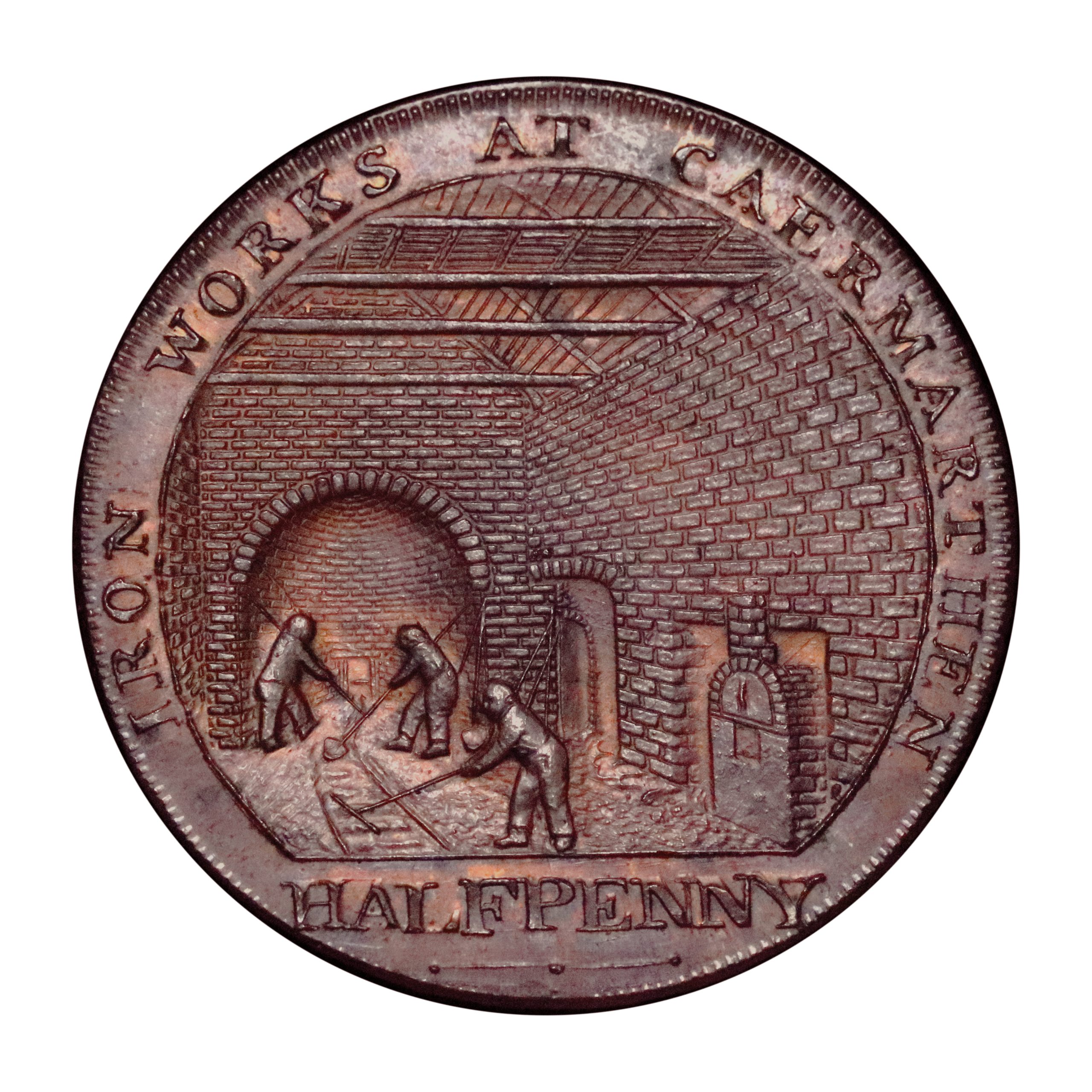 Lot 311 - CARMARTHENSHIRE MORGAN UNIFACE CONDER HALFPENNY D&H 3, RRR+ - Image 2