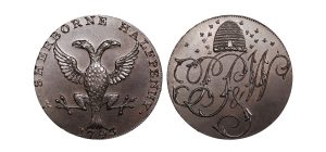 Lot 71 - Westwood's Dorsetshire Sherbourne Halfpenny D&H 7, Bronzed, Gem