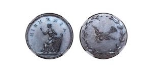 Lot 42 - Skidmore's Dublin Mule Farthing D&H 410, NGC 64