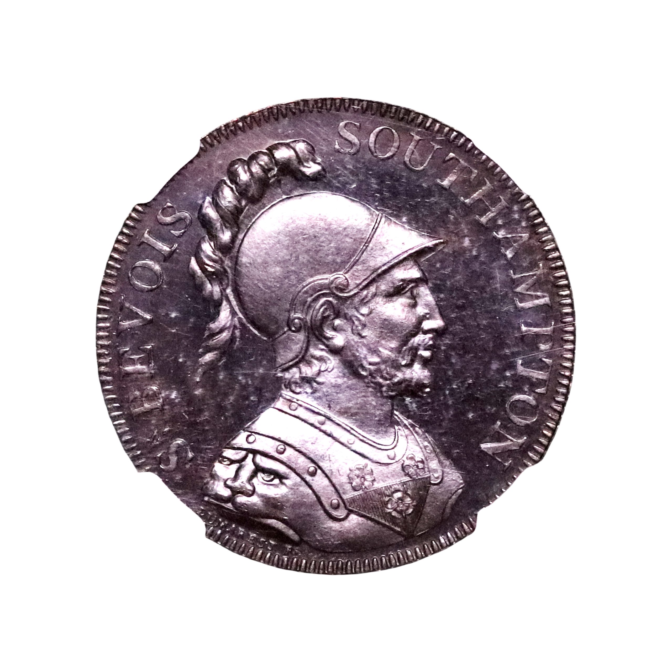 Lot 90 - Boulton's Hampshire Southampton bronzed proof halfpenny D&H 89, NGC 64PL - Image 2