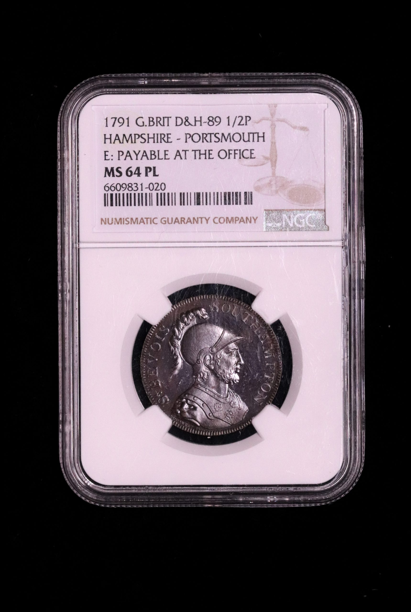 Lot 90 - Boulton's Hampshire Southampton bronzed proof halfpenny D&H 89, NGC 64PL - Image 4