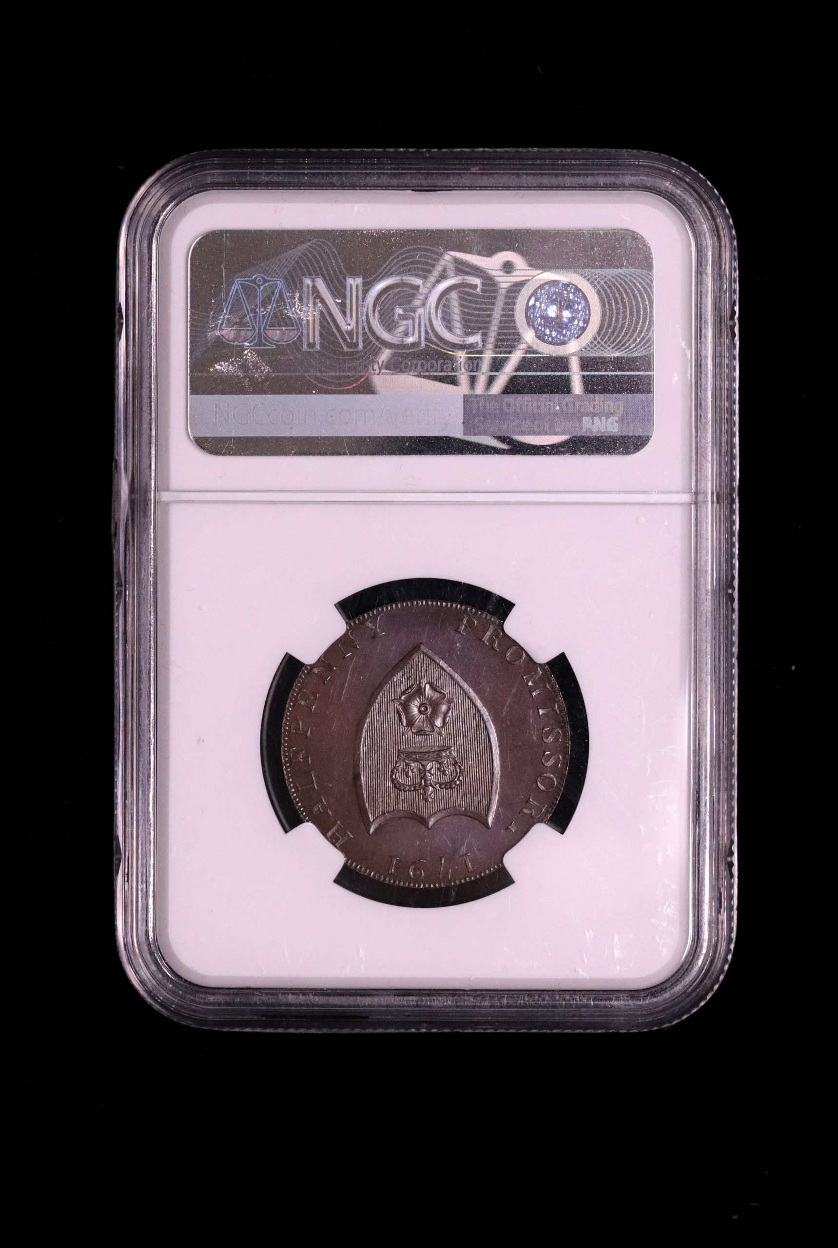 Lot 90 - Boulton's Hampshire Southampton bronzed proof halfpenny D&H 89, NGC 64PL - Image 5