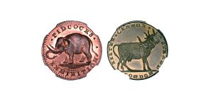 Lot 214 - Middlesex Pidcock's Farthing D&H 1065, mostly red Gem, NGC 64RB