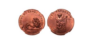 Lot 216 - Middlesex Pidcock's Farthing D&H 1070, full red Gem, NGC 65RB