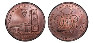 Lot 121 - Skidmore’s Middlesex Rebello Hackney Halfpenny DH 310b, Rare, Ex-Frank