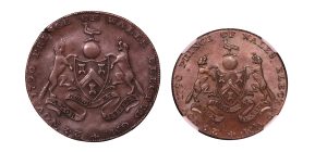 Lot 107 - Lutwyche’s Middlesex Masonic penny (D&H unlisted), Davisson 33bis III (plate)