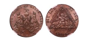 Lot 128 - Middlesex Masonic halfpenny D&H 370a, NGS 65