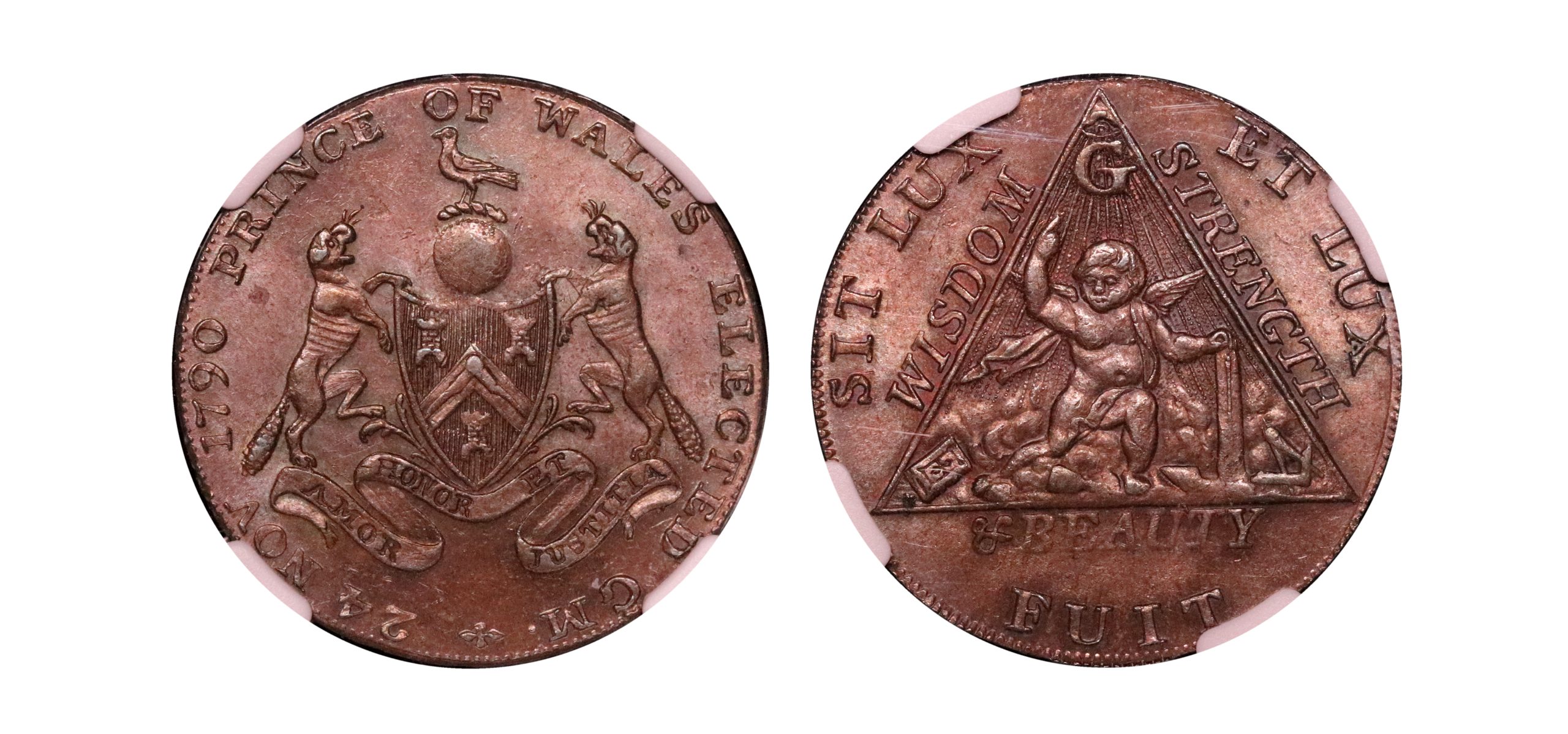 Lot 128 - Middlesex Masonic halfpenny D&H 370a, NGS 65