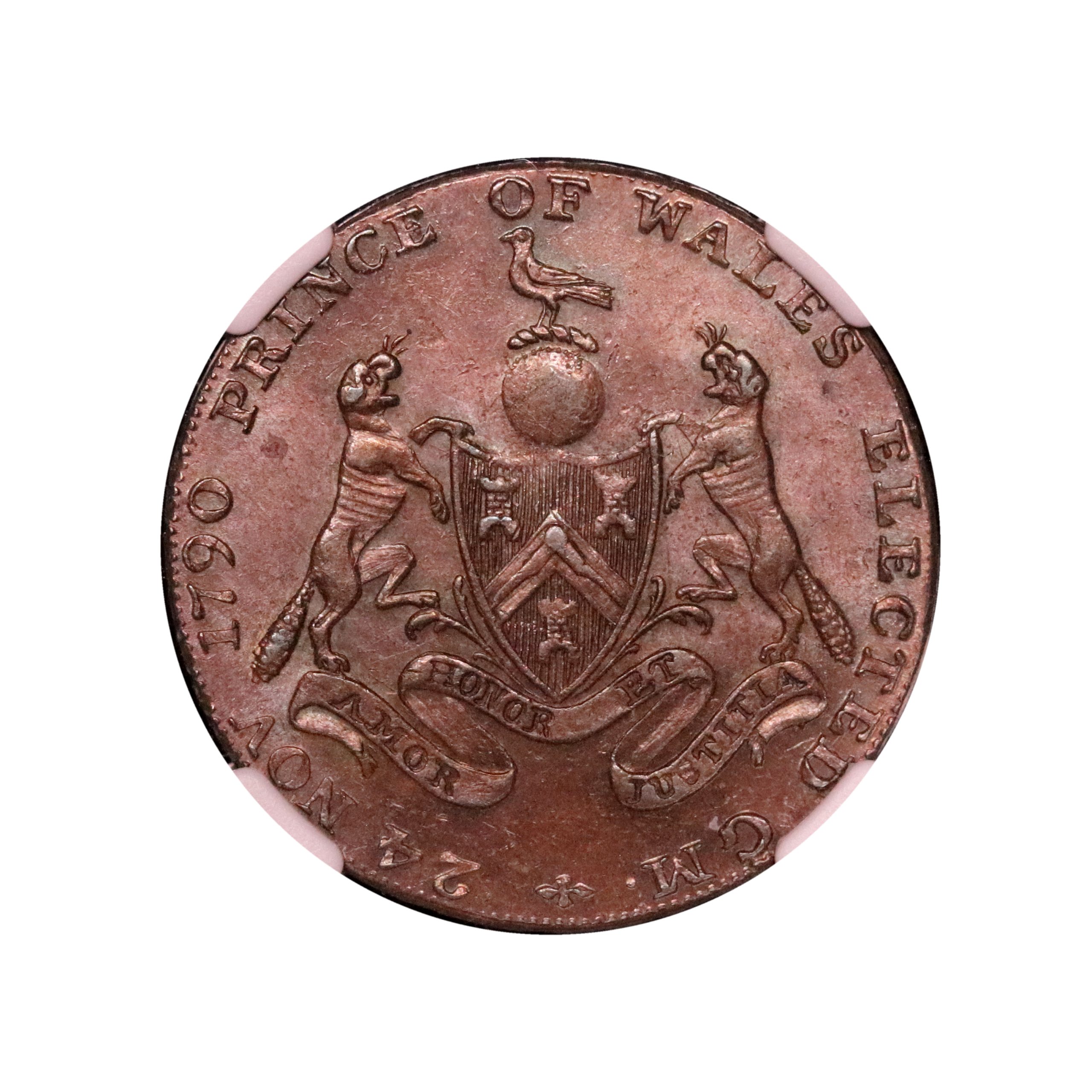 Lot 128 - Middlesex Masonic halfpenny D&H 370a, NGS 65 - Image 2