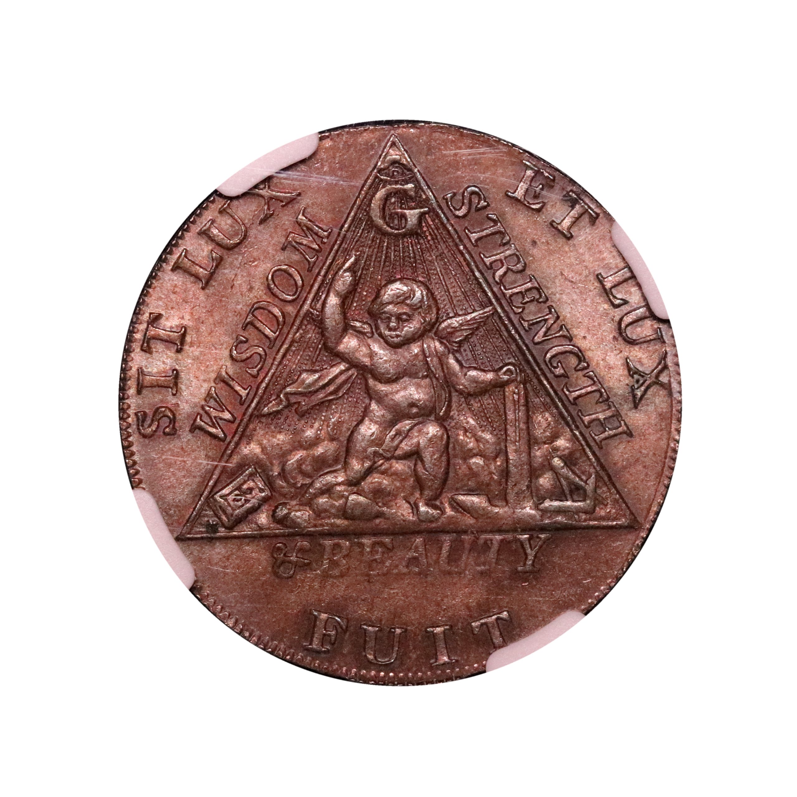 Lot 128 - Middlesex Masonic halfpenny D&H 370a, NGS 65 - Image 3