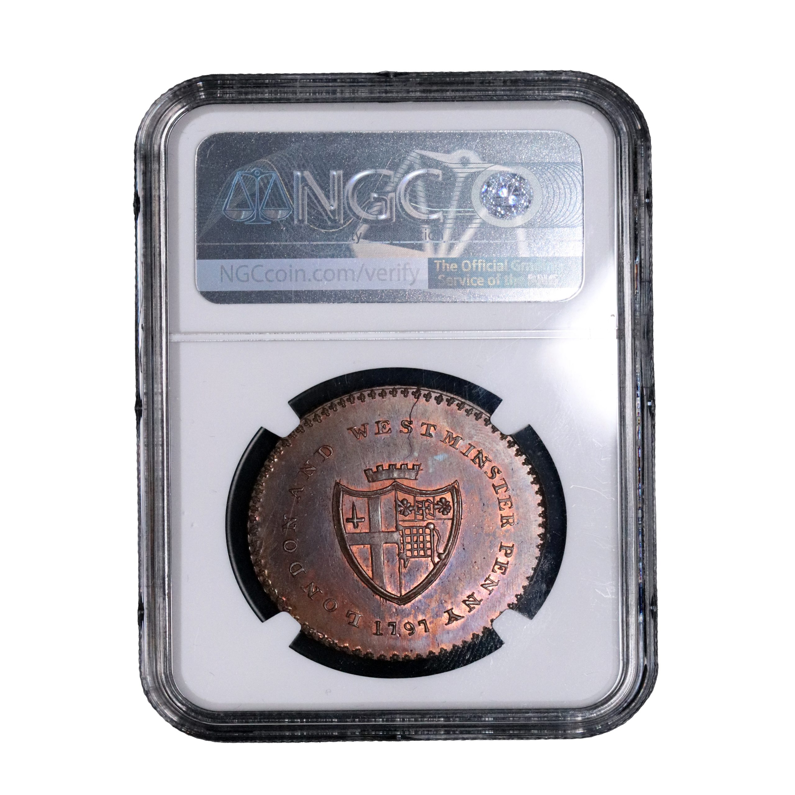 Lot 108 - Prattent's Middlesex London & Westminster penny D&H 94, Rare, NGC 64RB - Image 5