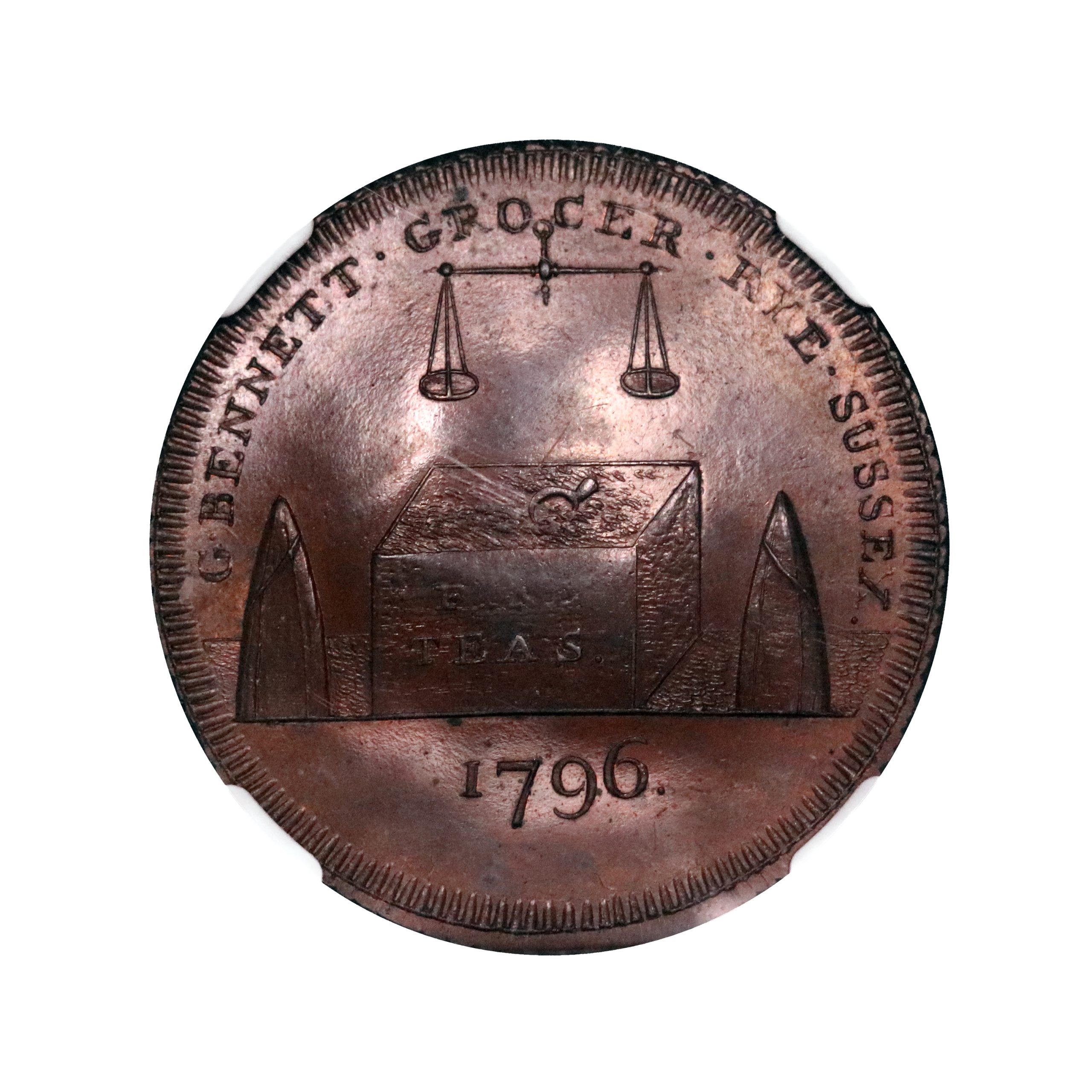 Lot 254 - Skidmore's Sussex Rye Bronzed Halfpenny D&H 36, Rare, NGC 65 - Image 2