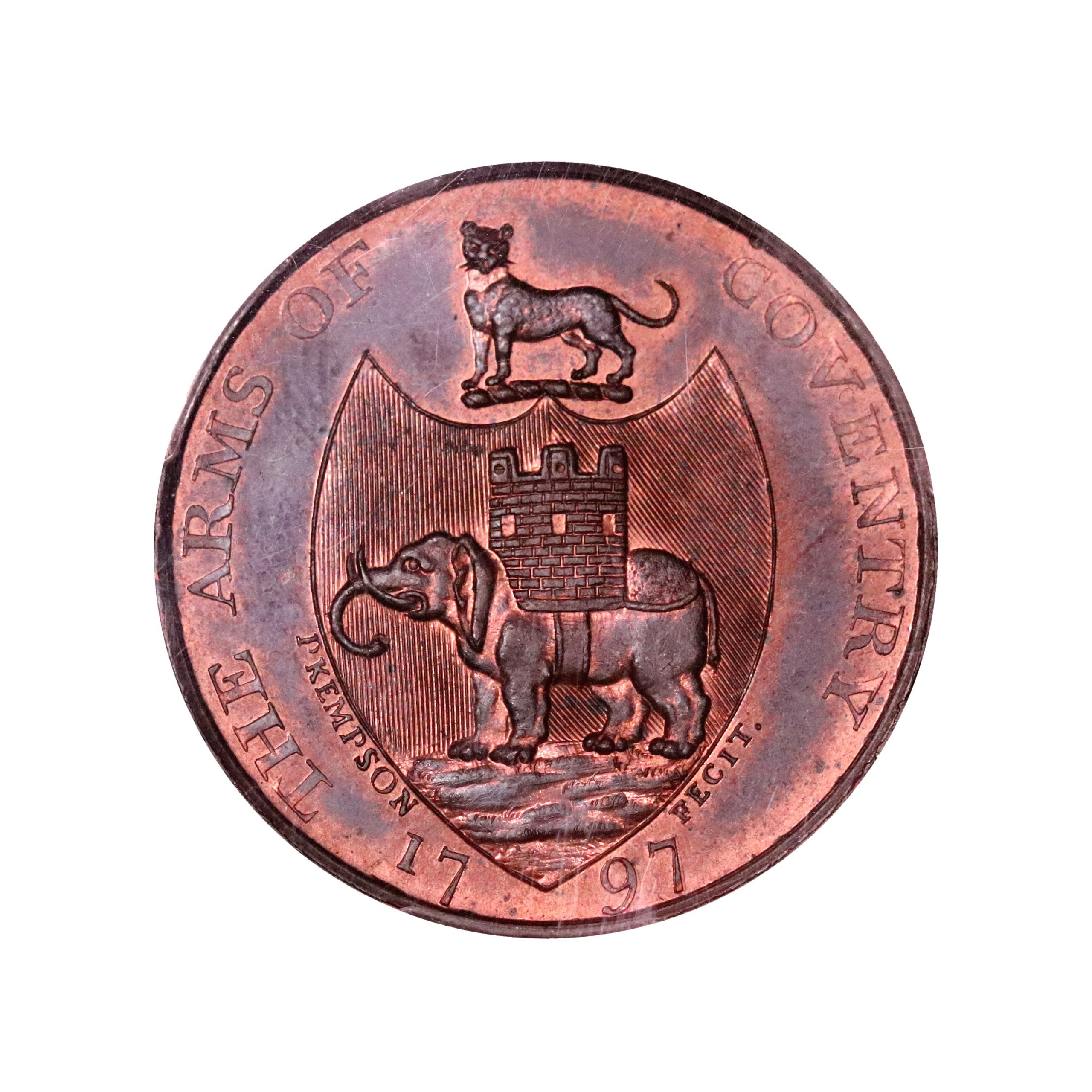 Lot 263 - Kempson's Warwickshire Coventry Halfpenny D&H 267a, PCGS 63 - Image 3