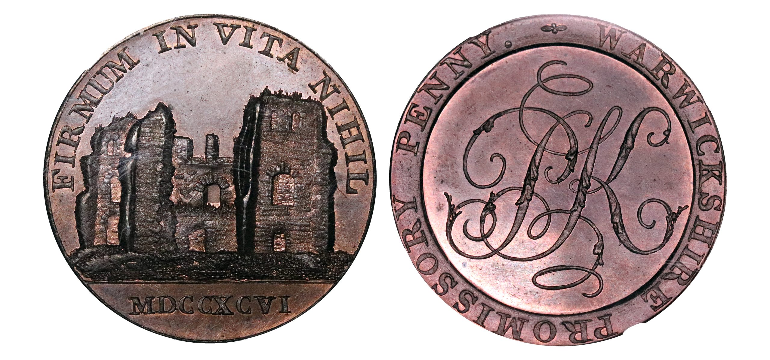 Lot 255 - Kempson's Warwickshire Private Penny D&H 6, Gem, NGC 66